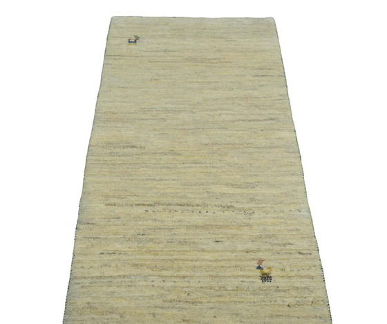 Image 1 of Handgeknoopt Gabbeh Loribaft Beige Vloerkleed - 137 X 71 Cm Nieuw