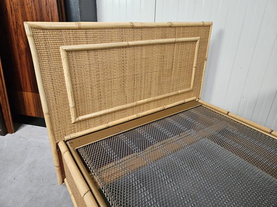 Image 1 of Vintage Italiaans Bed, Rotan Bamboe