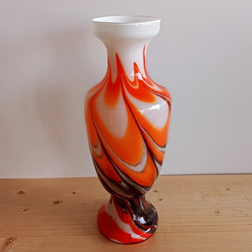 Vintage Handgemaakte Opaline Florence Italy Vaas jaren 60-70