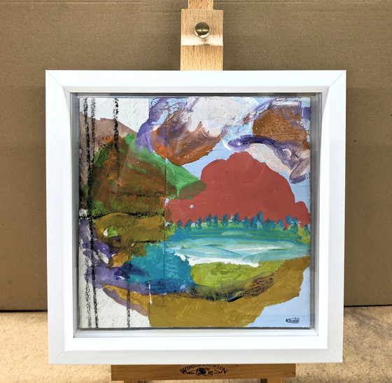 Image 1 of Abstract zeegezicht schilderij Jurassic Coast Nigel Waters origineel gesigneerd ingelijst