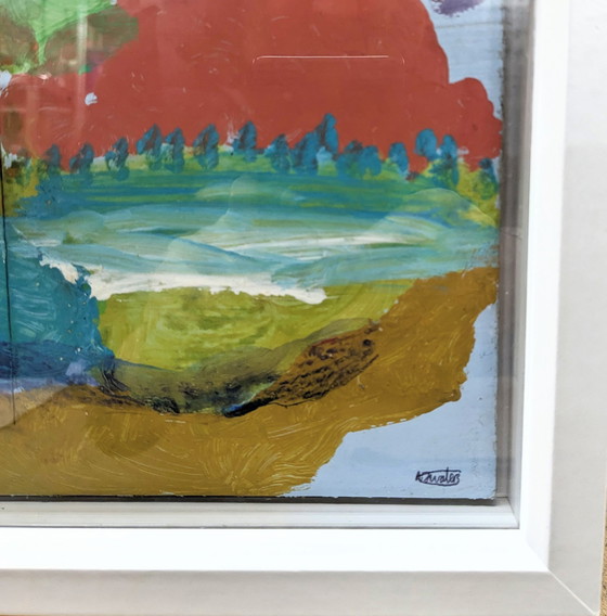 Image 1 of Abstract zeegezicht schilderij Jurassic Coast Nigel Waters origineel gesigneerd ingelijst