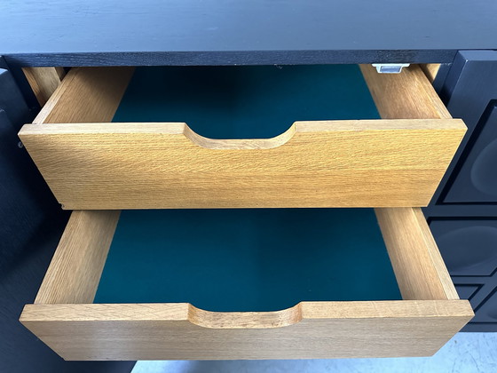 Image 1 of Brutalist Black Stained Oak 5 Doors Sideboard / Credenza