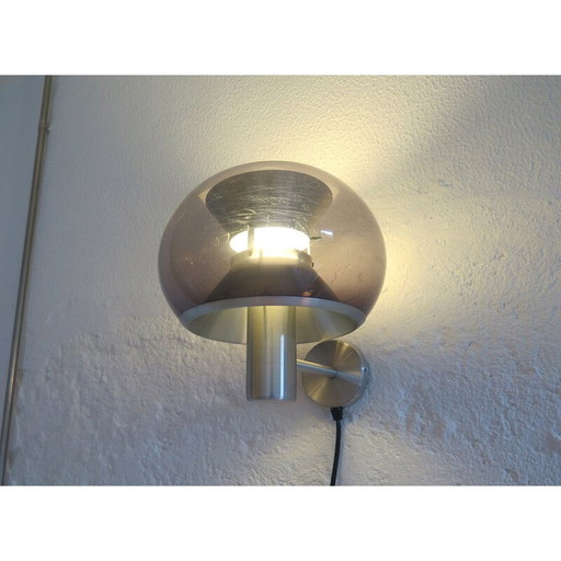 Vintage wandlamp van aluminium en plexiglas, Nederland 1970