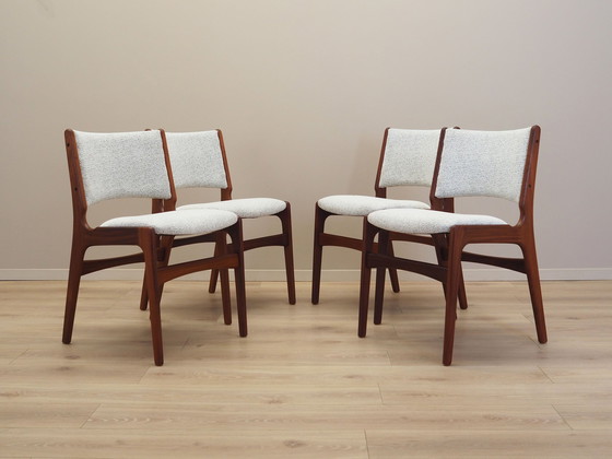 Image 1 of Set van vier teakhouten stoelen, Deens ontwerp, 1970S, Productie: Denemarken