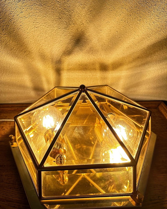 Image 1 of Vintage smoked glas lamp