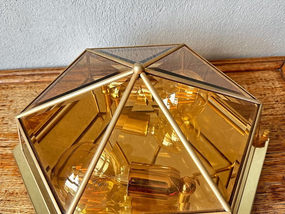 Image 1 of Vintage smoked glas lamp