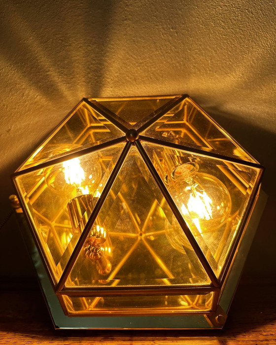 Image 1 of Vintage smoked glas lamp