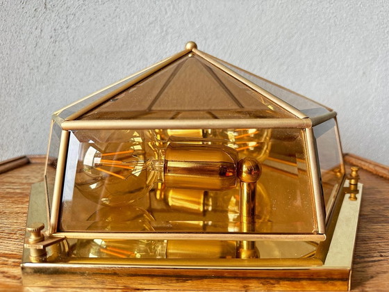 Image 1 of Vintage smoked glas lamp