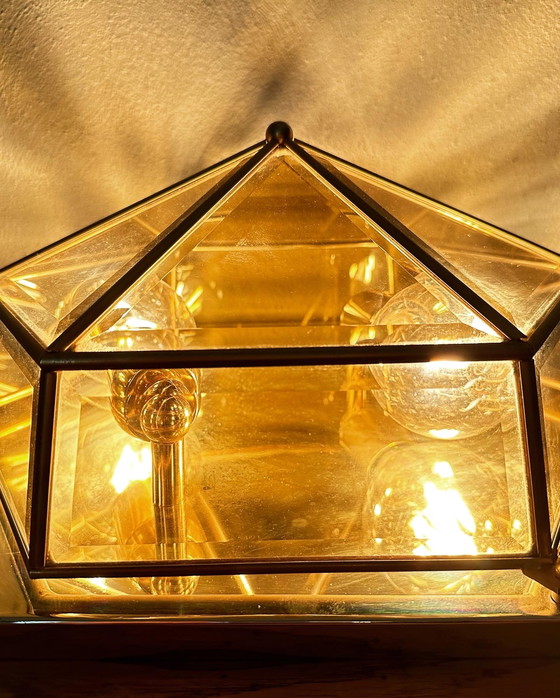 Image 1 of Vintage smoked glas lamp