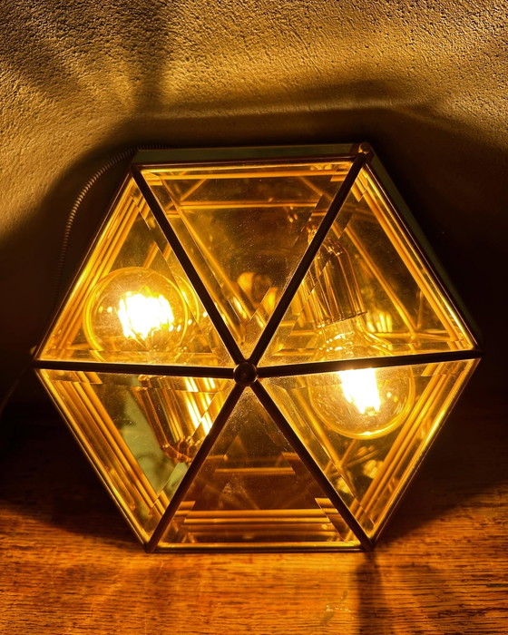 Image 1 of Vintage smoked glas lamp