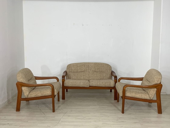 Image 1 of Deense teak bank bank fauteuil bankstel vintage