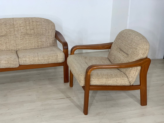 Image 1 of Deense teak bank bank fauteuil bankstel vintage