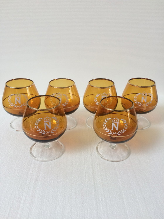 Image 1 of Set van 6 Antieke Cognac Glazen