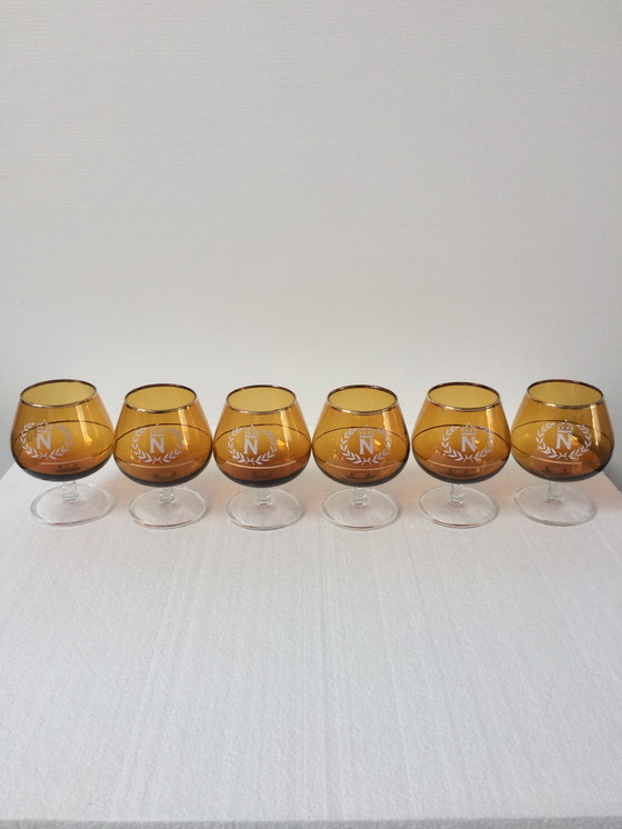 Image 1 of Set van 6 Antieke Cognac Glazen