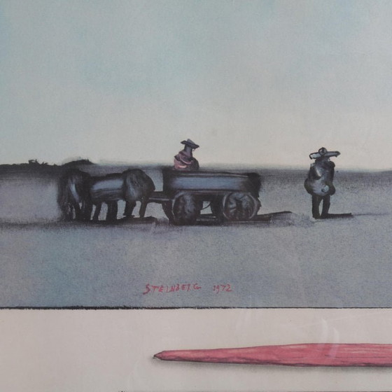 Image 1 of Steinberg Lithografie voor Galerie Maeght, Gedrukt door Mourlot in Parijs, 1973