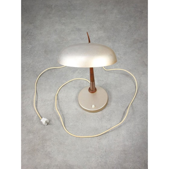 Image 1 of Mid Century Italiaanse tafel lamp van koper en aluminium