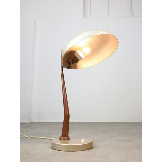 Image 1 of Mid Century Italiaanse tafel lamp van koper en aluminium