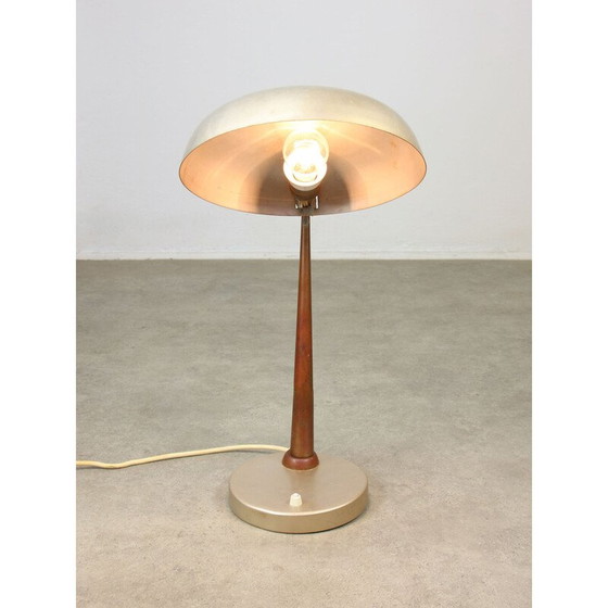 Image 1 of Mid Century Italiaanse tafel lamp van koper en aluminium