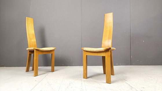 Image 1 of Vintage rieten eetkamerstoelen met hoge rug, 1960S