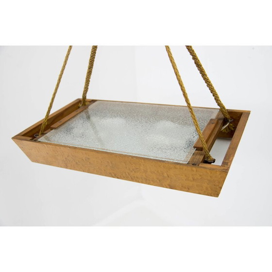 Image 1 of Mid Century kroonluchter van hout en glas van Krasna Jizba, jaren 1950