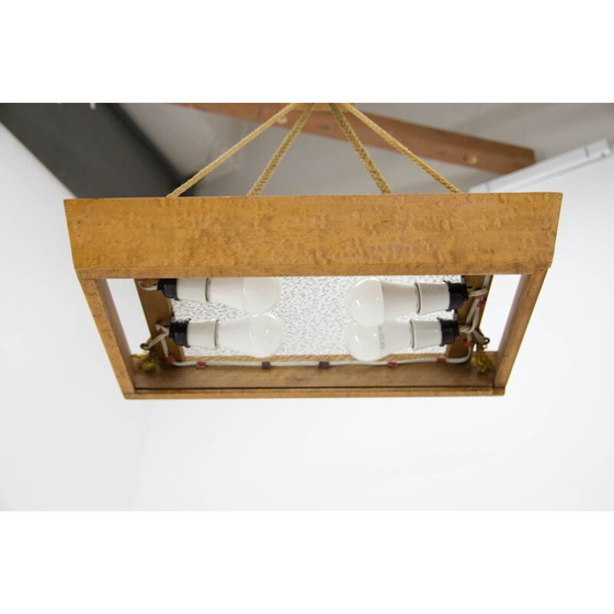 Image 1 of Mid Century kroonluchter van hout en glas van Krasna Jizba, jaren 1950