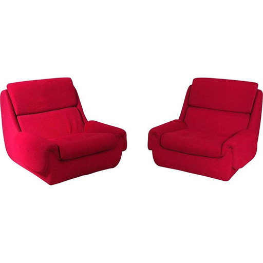 Paar oude schuimrubberen en polystyreen fauteuils voor Jitona, Tsjecho-Slowakije, 1970