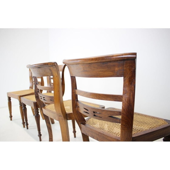 Image 1 of Set van 4 vintage eetkamerstoelen van massief hout, Tsjecho-Slowakije 1950