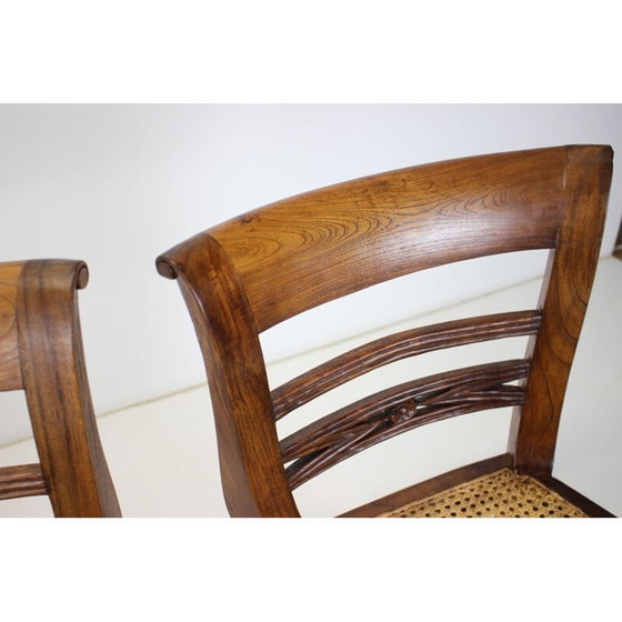 Image 1 of Set van 4 vintage eetkamerstoelen van massief hout, Tsjecho-Slowakije 1950