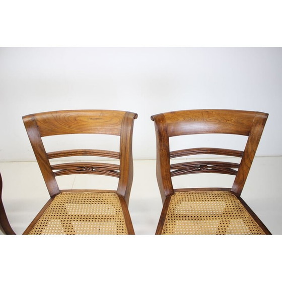 Image 1 of Set van 4 vintage eetkamerstoelen van massief hout, Tsjecho-Slowakije 1950