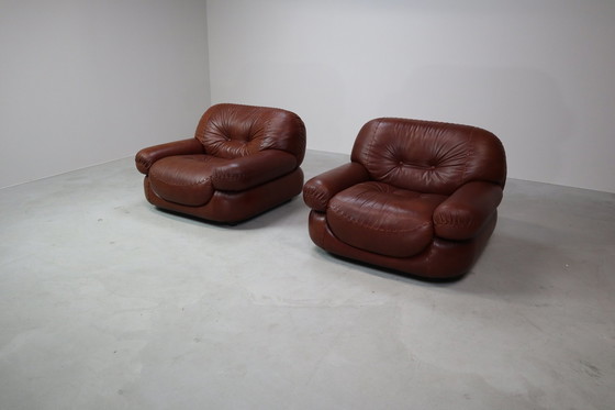 Image 1 of Sapporo Leather Armchairs By Mobil Girgi, Italy 1970'S