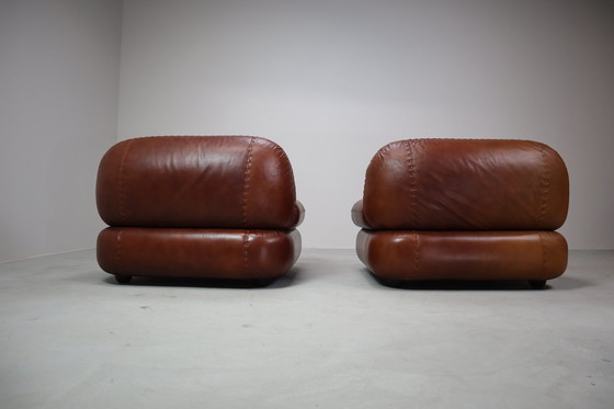 Image 1 of Sapporo Leather Armchairs By Mobil Girgi, Italy 1970'S