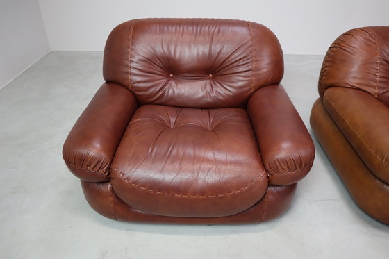 Image 1 of Sapporo Leather Armchairs By Mobil Girgi, Italy 1970'S