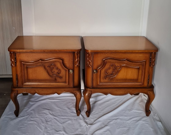 Image 1 of 2x Vintage Kast Nachtkastje Hout