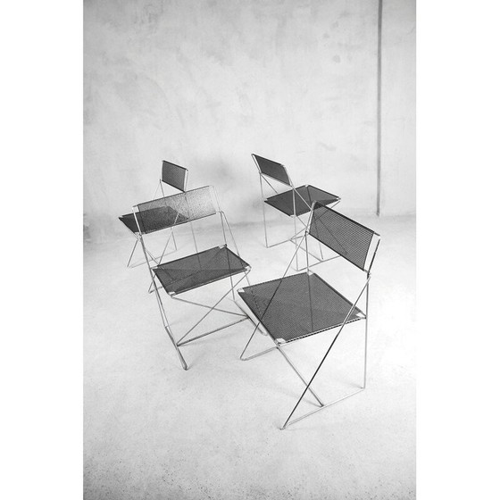 Image 1 of Set van 4 vintage "X-line" stoelen in metaal van Niels Jørgen Haugesen voor Hybodan, 1977