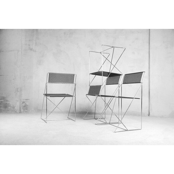 Image 1 of Set van 4 vintage "X-line" stoelen in metaal van Niels Jørgen Haugesen voor Hybodan, 1977