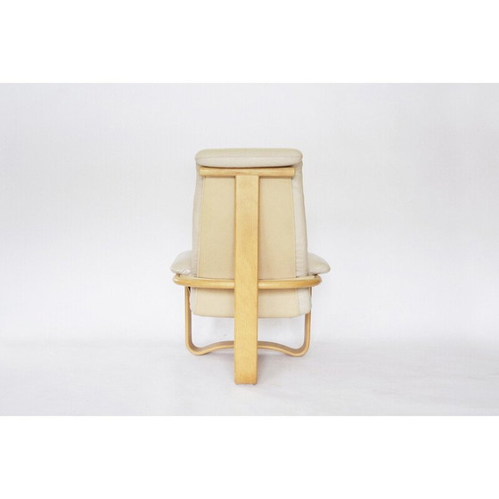 Image 1 of Vintage Manta beige lederen lounge stoel van Ingmar Relling voor Westnofa, Noorwegen 1970