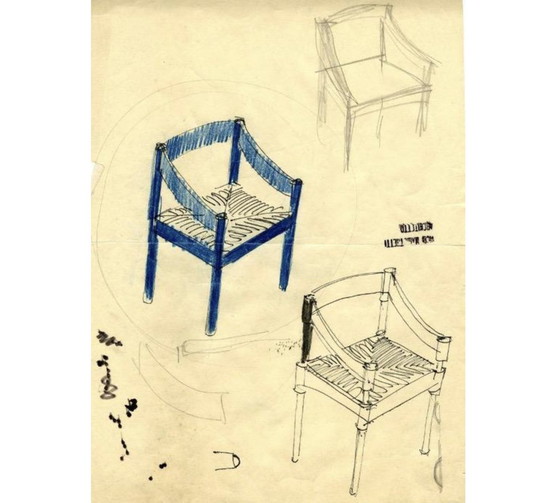 Image 1 of Geweldige set van 12 Carimate eetkamerstoelen door Vico Magistretti voor Cassina Italië