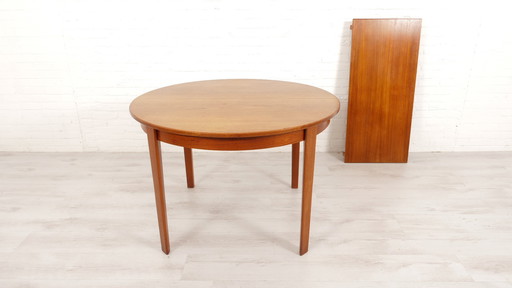 Vintage Ronde Eettafel | Teak | Uitschuifbaar | 110 Cm