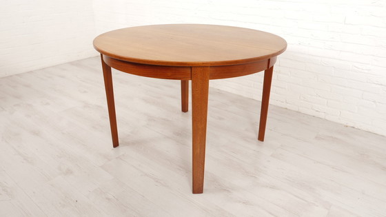 Image 1 of Vintage Ronde Eettafel | Teak | Uitschuifbaar | 110 Cm