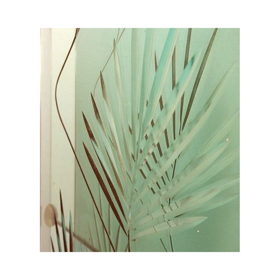 Image 1 of Vintage console spiegel met decoratief paneel met gegraveerd kristal, Italiaans 1960