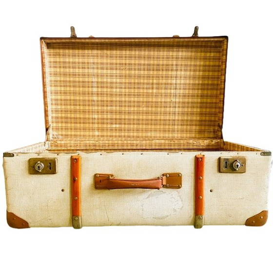 Image 1 of Vintage hutkoffer brocante beige leder xl