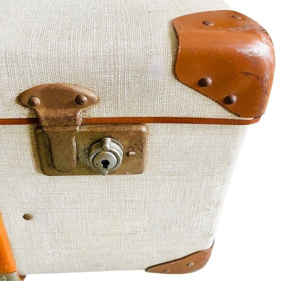 Image 1 of Vintage hutkoffer brocante beige leder xl