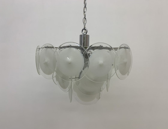 Image 1 of Vistosi schotelkroonluchter van Murano glas - 1970, Italiaans