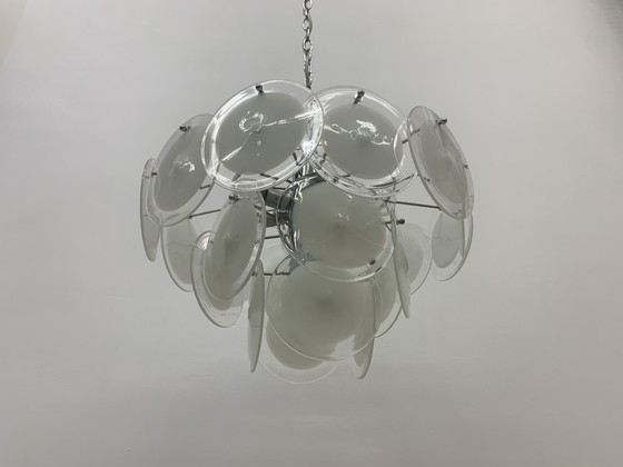 Image 1 of Vistosi schotelkroonluchter van Murano glas - 1970, Italiaans