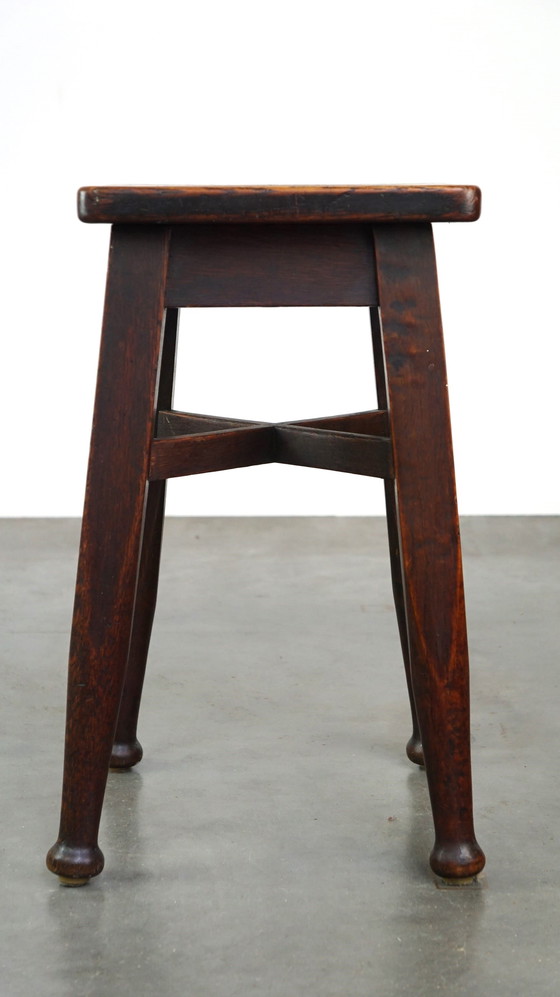 Image 1 of Eikenhouten kruk/ stool