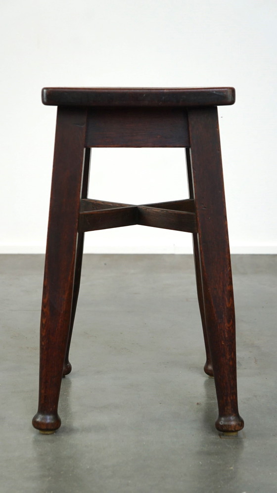 Image 1 of Eikenhouten kruk/ stool