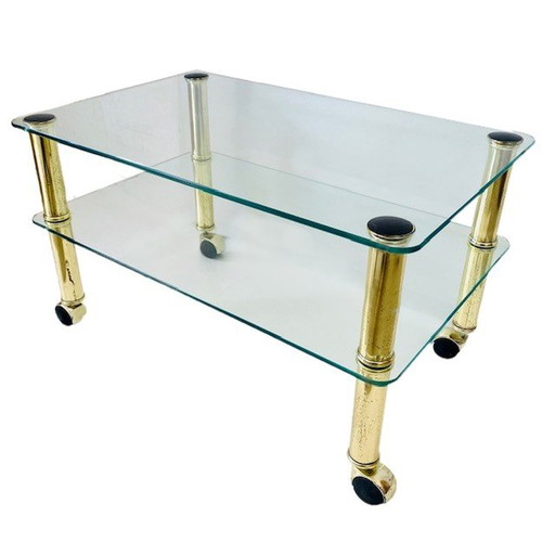 Lage glazen kleine salontafel glas gouden Hollywood Regency