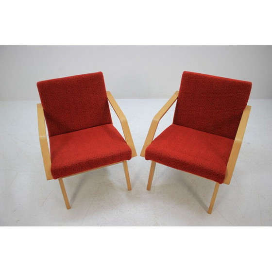 Image 1 of 2 vintage Tsjecho-Slowaakse fauteuils in gebogen hout, 1958