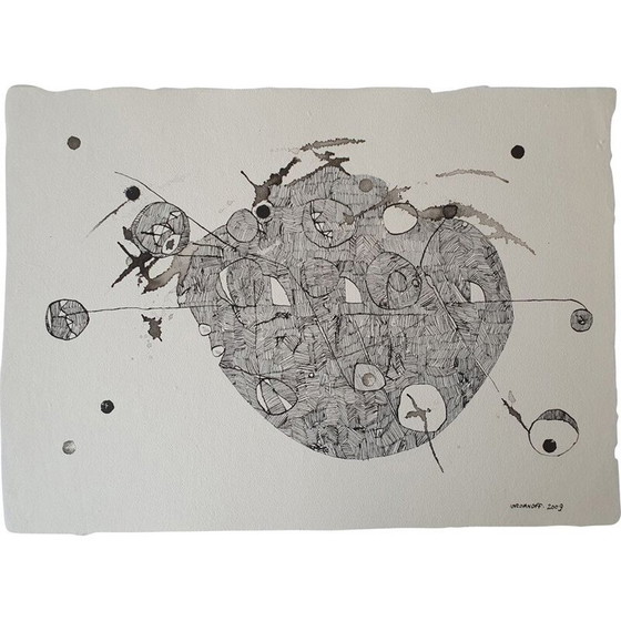 Image 1 of Oost-Indische inkt op vintage papier n 533 Jérémie Iordanoff, 2009