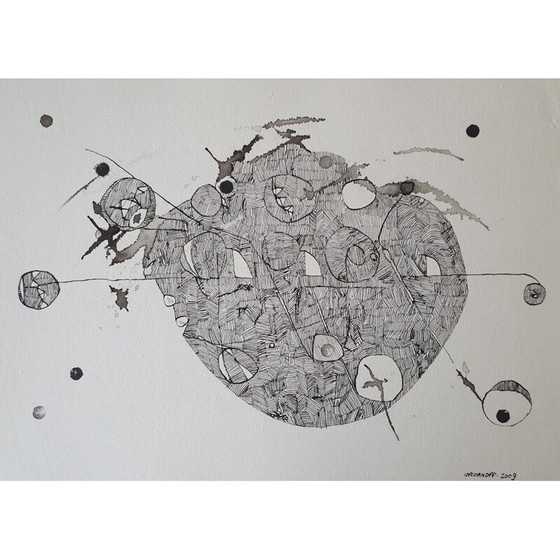 Image 1 of Oost-Indische inkt op vintage papier n 533 Jérémie Iordanoff, 2009